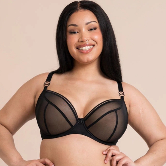 NEW Curvy Kate Lifestyle Plunge Sheer Mesh Black Bra Sz 38G (UK 38F) Lingerie - Picture 4 of 11